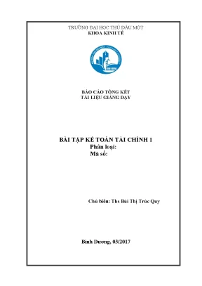 Bài Tập Kế Toán Tài Chính 1 Tại Trường Đại Học Thủ Dầu Một