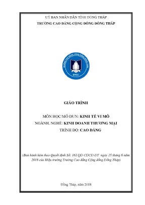 Giáo Trình Kinh Tế Vi Mô Dành Cho Sinh Viên Cao Đẳng