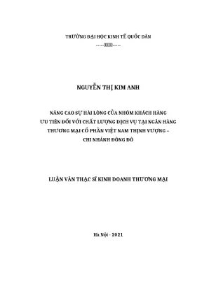 Nâng cao sự hài lòng của khách hàng ưu tiên tại ngân