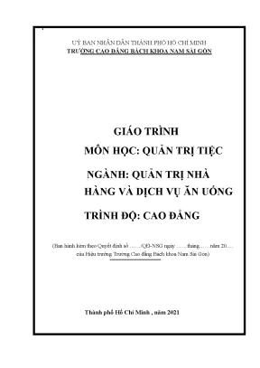 Giáo Trình Quản Trị Tiệc: Kỹ Năng và Kiến Thức Cần Thiết