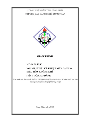 Giáo Trình PLC Kỹ Thuật Máy Lạnh và Điều Hòa Cao Đẳng