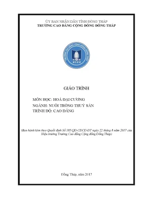 Giáo Trình Hóa Đại Cương Cho Nghề Nuôi Trồng Thủy Sản