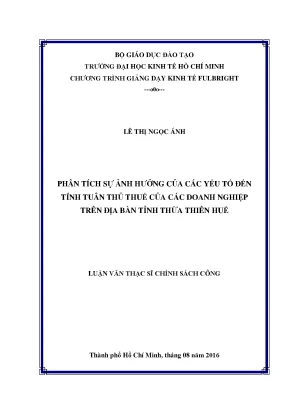 Phân Tích Tác Động Các Yếu Tố Đến Tính Tuân Thủ Thuế Tại