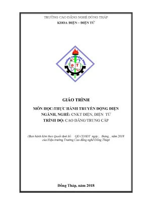 Giáo Trình Thực Hành Truyền Động Điện Ngành Công Nghệ Kỹ 
