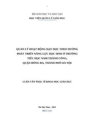 Quản lý dạy học phát triển năng lực học sinh tiểu học