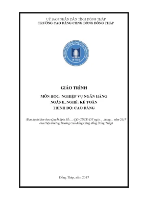 Giáo Trình Nghiệp Vụ Ngân Hàng Dành Cho Sinh Viên Kế