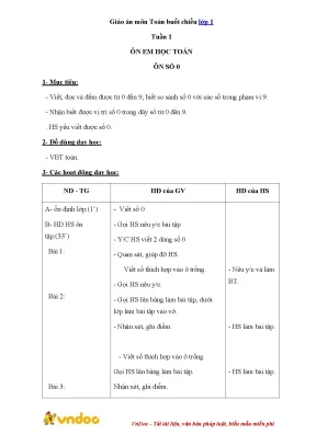 Giáo án Toán lớp 1 buổi chiều - VnDoc