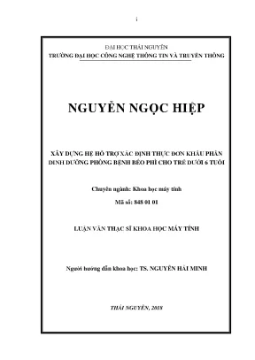 Hệ Hỗ Trợ Xác Định Thực Đơn Dinh Dưỡng Phòng Bệnh Béo