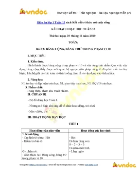 Giáo án lớp 1 tuần 13: Kết nối tri thức với cuộc sống