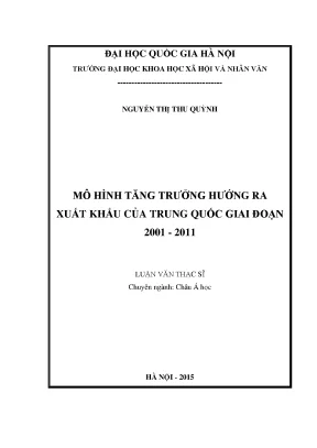 Mô Hình Tăng Trưởng Xuất Khẩu Của Trung Quốc (2001-2011)