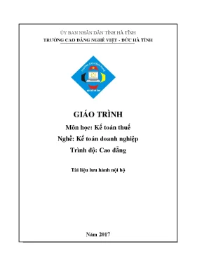 Giáo Trình Kế Toán Thuế Cho Sinh Viên Cao Đẳng