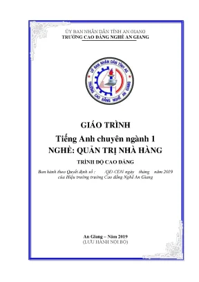 Giáo Trình Tiếng Anh Chuyên Ngành Quản Trị Nhà Hàng Cao Đẳng