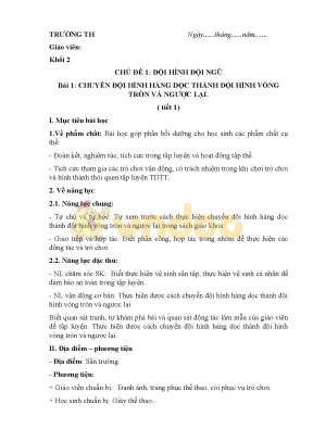 Giáo án thể chất lớp 2: Chuyển đội hình hàng dọc thành