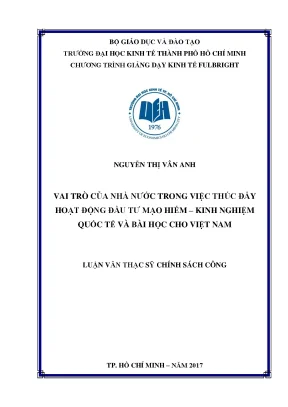 Vai trò của nhà nước trong đầu tư mạo hiểm: Kinh nghiệm