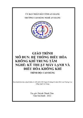 Giáo Trình Hệ Thống Điều Hòa Không Khí Trung Tâm Cho 