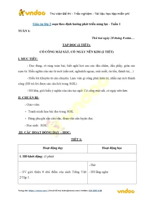 Giáo án lớp 2 tuần 1: Phát triển năng lực học sinh