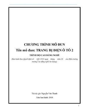 Giáo Trình Trang Bị Điện Ô Tô Cao Đẳng