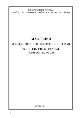 Giáo trình Phân tích KD Vận tải đường bộ (Hệ Trung cấp)