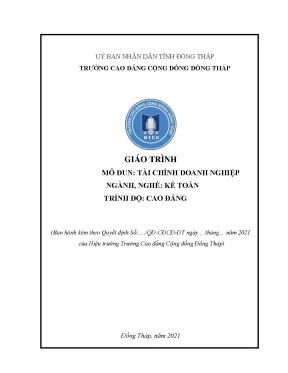 Giáo Trình Tài Chính Doanh Nghiệp Dành Cho Sinh Viên Kế