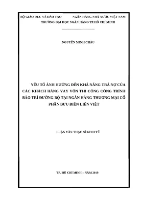 Yếu Tố Ảnh Hưởng Đến Khả Năng Trả Nợ Của Khách Hàng Vay