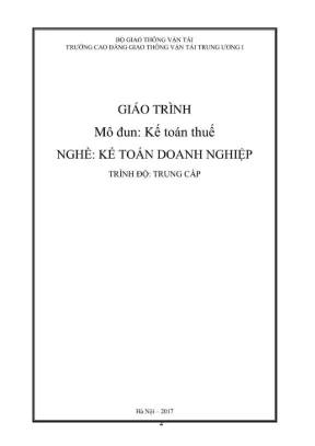 Giáo trình Kế toán Thuế Doanh nghiệp hệ Trung cấp (Full)