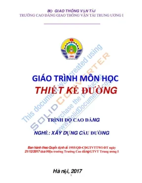 Giáo trình Thiết kế Đường: Nghề Xây dựng Cầu Đường Cao đẳng