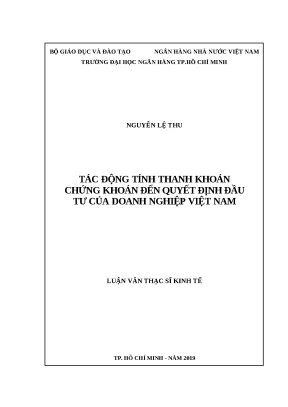 Tác động của tính thanh khoản chứng khoán đến quyết định