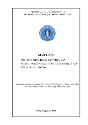 Giáo Trình Nuôi Động Vật Thủy Sản: Phòng và Chữa Bệnh 