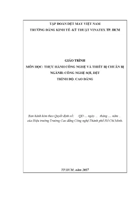 Giáo Trình Thực Hành Công Nghệ Sợi Dệt Cao Đẳng