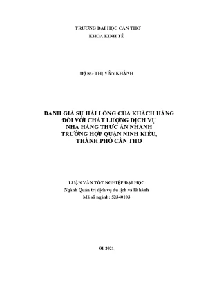 Đánh giá sự hài lòng khách hàng về dịch vụ nhà hàng thức
