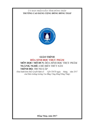 Giáo Trình Hóa Sinh Học Thực Phẩm Cho Nghề Chế Biến Thủy 