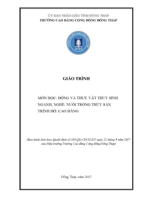 Giáo Trình Động và Thực Vật Thủy Sinh trong Bệnh Học 