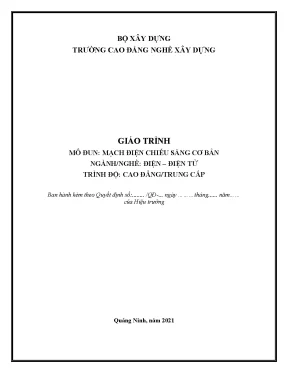 Giáo Trình Mạch Điện Chiếu Sáng Cơ Bản Ngành Điện Điện Tử
