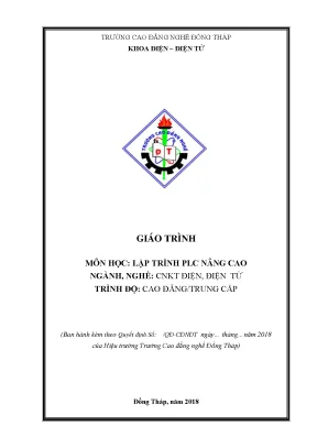 Giáo Trình Lập Trình PLC Nâng Cao Cho Ngành Công Nghệ Kỹ 