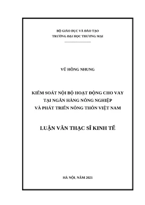 Kiểm Soát Nội Bộ Hoạt Động Cho Vay Tại Agribank Việt Nam