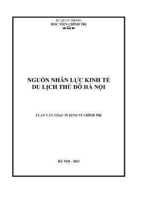 Phát Triển Nguồn Nhân Lực Kinh Tế Du Lịch Tại Hà Nội