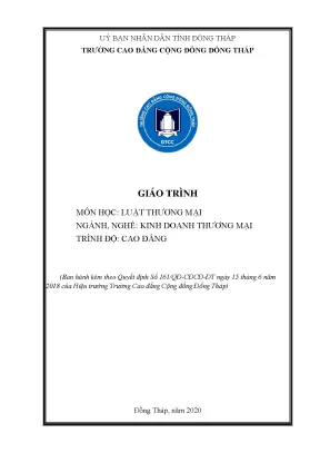 Giáo Trình Luật Thương Mại Cao Đẳng: Hướng Dẫn Toàn Diện