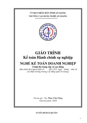 Giáo Trình Kế Toán Hành Chính Sự Nghiệp và Doanh Nghiệp