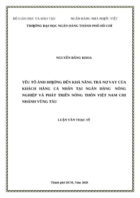 Yếu tố ảnh hưởng đến khả năng trả nợ vay của khách hàng