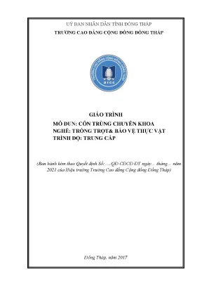Giáo Trình Côn Trùng Chuyên Khoa Cho Nghề Trồng Trọt Và 