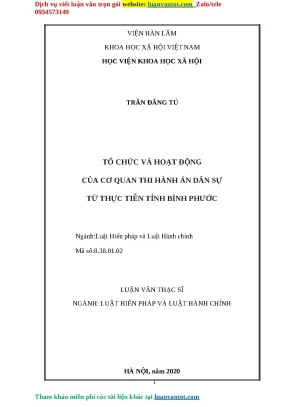 Tổ Chức và Hoạt Động Cơ Quan Thi Hành Án Dân Sự Tại Bình