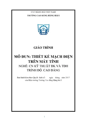 Giáo Trình Thiết Kế Mạch Điện Trên Máy Tính Cho Ngành Kỹ 