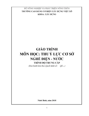 Giáo Trình Thủy Lực Cơ Bản Cho Nghề Điện Nước Trung Cấp