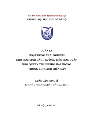 Quản lý hoạt động trải nghiệm cho học sinh tiểu học tại