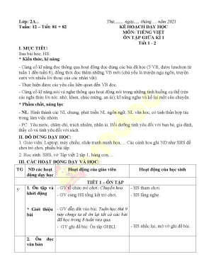 Giáo án lớp 2 tuần 12 môn Tiếng Việt