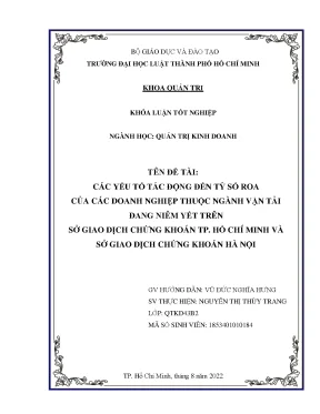 Tác động của các yếu tố đến tỷ số ROA trong ngành vận