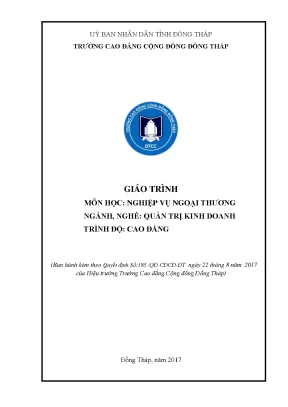 Giáo Trình Nghiệp Vụ Ngoại Thương Cho Sinh Viên Quản Trị
