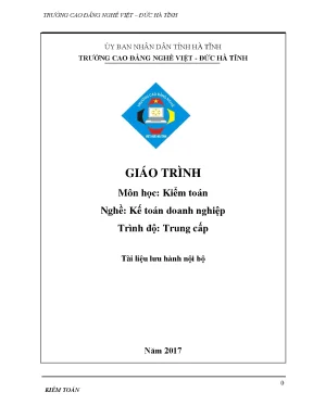 Giáo Trình Kiểm Toán Cho Sinh Viên Kế Toán Trung Cấp