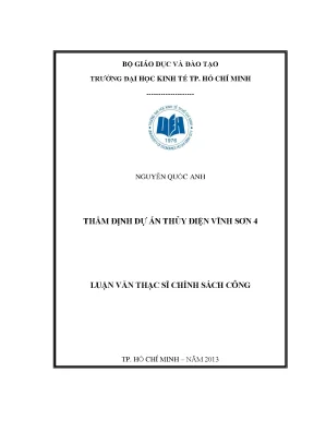 Thẩm định Dự án Thủy điện Vĩnh Sơn 4: Phân tích Kinh tế