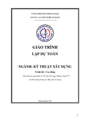 Giáo Trình Lập Dự Toán Kỹ Thuật Xây Dựng Cao Đẳng